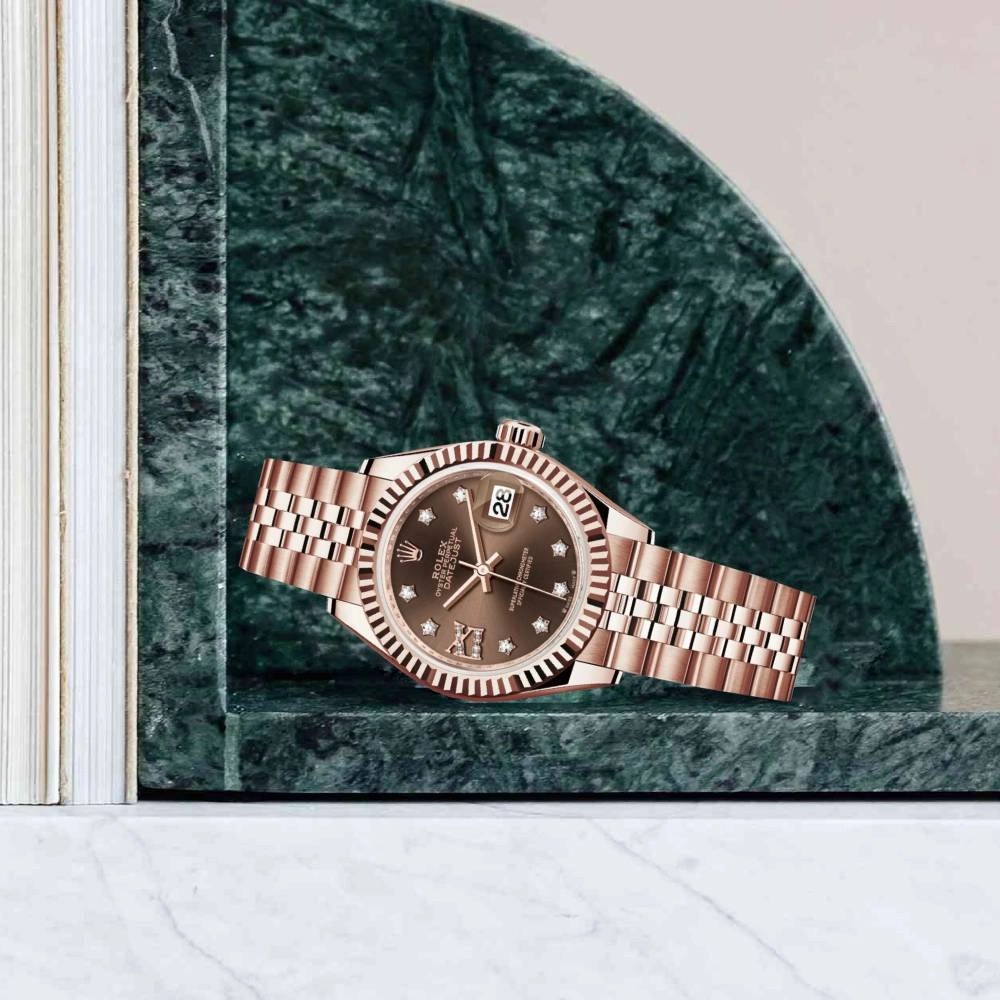 Rolex Lady Datejust 28mm - Ref: 279175-0004 - Chocolate Dial, 18K Rose Gold Jubilee Bracelet Women's Watch
