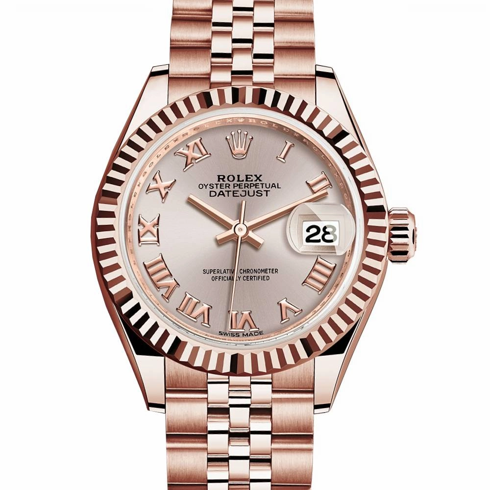 Rolex Lady Datejust 28mm - Ref: 279175-0012 - Sundust Dial, 18K Rose Gold Jubilee Bracelet Women's Watch