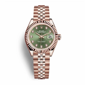 Rolex Lady Datejust 28mm - Ref: 279175-0013 - Green Dial, 18K Rose Gold Jubilee Bracelet Women's Watch