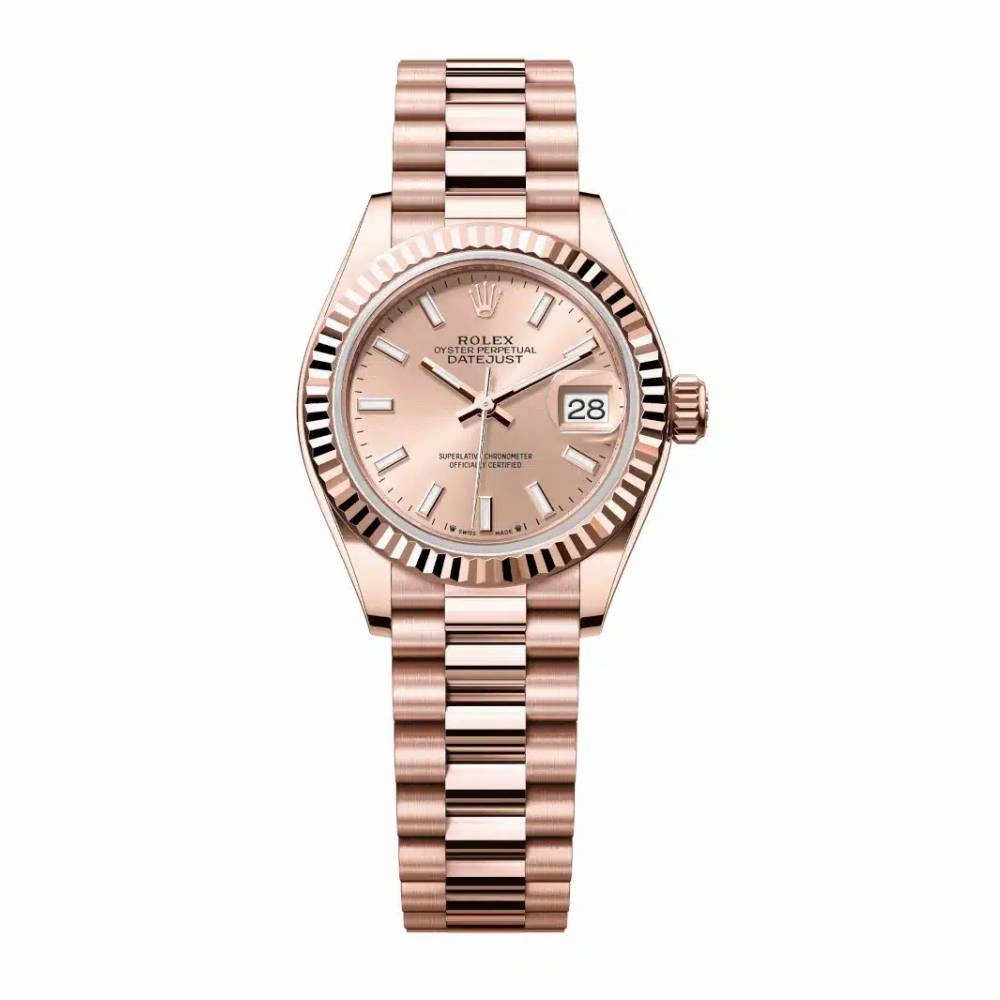Rolex Lady-Datejust 28mm - Ref: 279175-0025 - Rose Stick Dial, 18K Rose Gold Presidential Bracelet Women's Watch