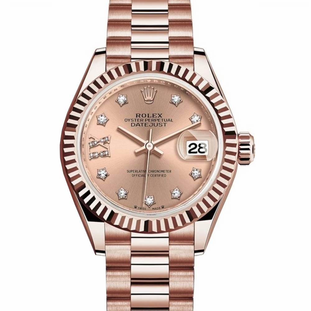 Rolex Lady Datejust 28mm - Ref: 279175-0029 - Rose Dial, 18K Rose Gold President Bracelet Women's Watch