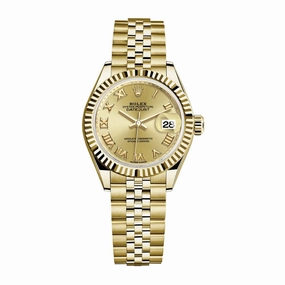 Rolex Lady-Datejust 28mm - Ref: 279178-0023 - Champagne Roman Dial, 18K Yellow Gold Jubilee Bracelet Women's Watch