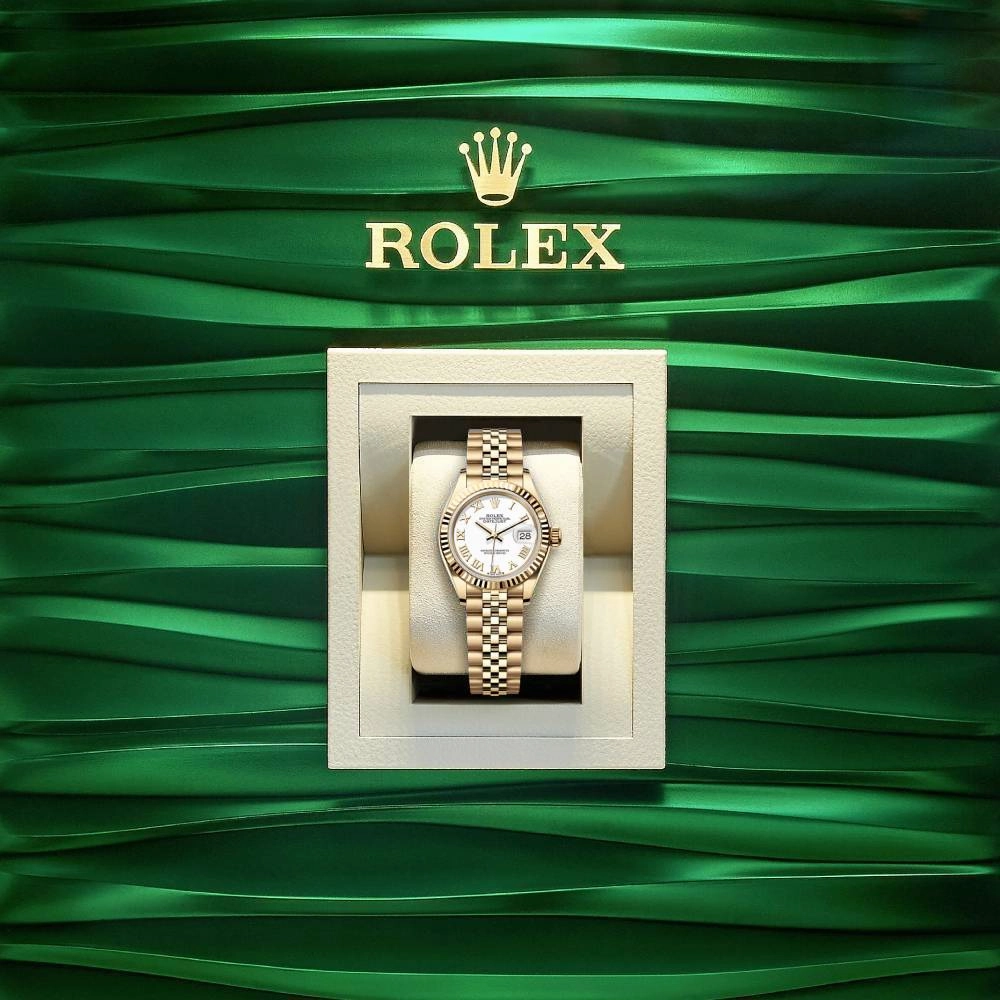 Rolex Lady-Datejust 28mm - Ref: 279178-0030 - White Roman Dial, 18K Yellow Gold Jubilee Bracelet Women's Watch