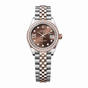 Rolex Lady-Datejust 28mm - Ref: 279381rbr-0003 - Chocolate Diamond Dial & Diamond Bezel, Two Tone Stainless Steel & 18K Rose Gold Jubilee Bracelet Women's Watch