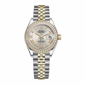 Rolex Lady-Datejust 28mm - Ref: 279383rbr-0005 - Silver Roman Dial & Diamond Bezel, Two Tone Stainless Steel & 18K Yellow Gold Jubilee Bracelet Women's Watch