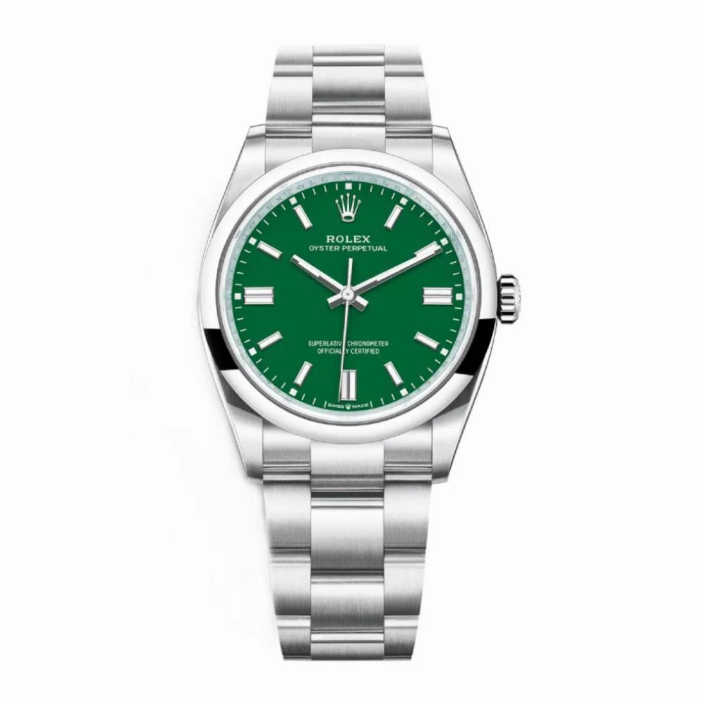 Rolex Oyster Perpetual 36mm - Ref: 126000-0005 - Green Stick Dial, Stainless Steel Oyster Bracelet Watch