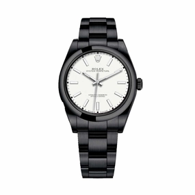 Rolex Oyster Perpetual 39mm - Ref: 114300-0004-pvd-2 - White Stick Dial, Black PVD Stainless Steel Oyster Bracelet Watch