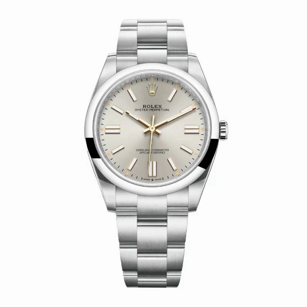 Rolex Oyster Perpetual 41mm - Ref: 124300-0001 - Silver Stick Dial, Stainless Steel Oyster Bracelet Men's Watch