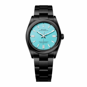 Rolex Oyster Perpetual "Tiffany" 36mm | Black PVD Stainless steel bracelet | Turquoise blue dial Smooth bezel | Men's Watch 126000-0006-pvd-2