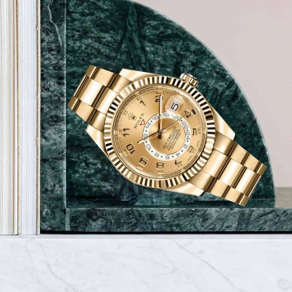 Rolex Sky-Dweller 42mm - Ref: 326938 - Champagne Dial, 18K Yellow Gold Oyster Bracelet Men's Watch