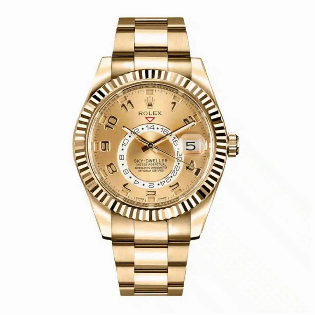 Rolex Sky-Dweller 42mm - Ref: 326938 - Champagne Dial, 18K Yellow Gold Oyster Bracelet Men's Watch