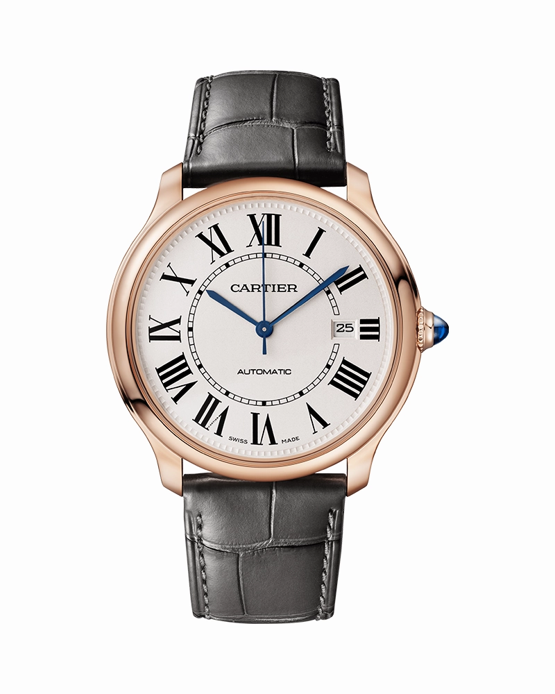 RONDE LOUIS CARTIER, 40 MM, ROSE GOLD, LEATHER