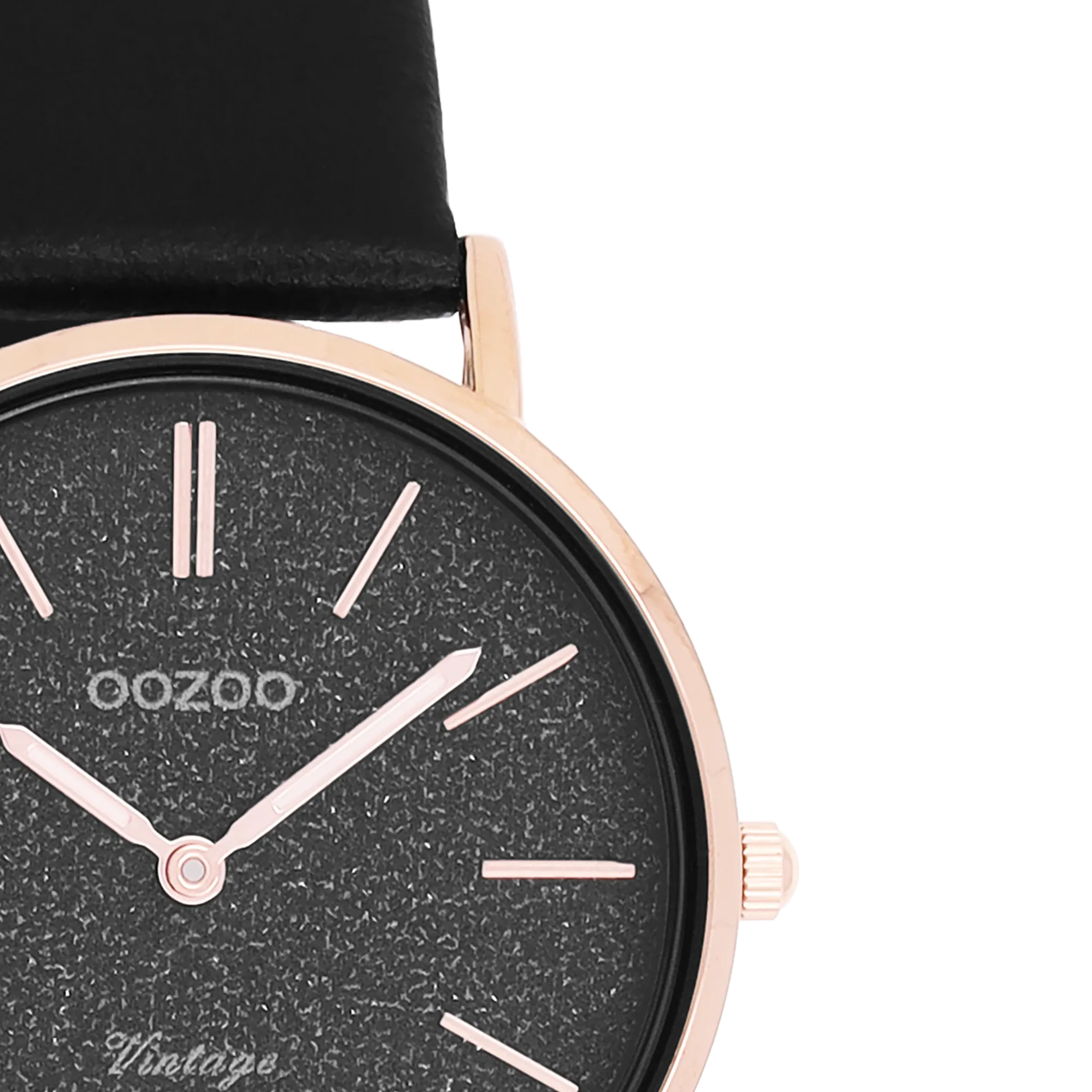Rose gold coloured OOZOO watch with black leather strap - C20209