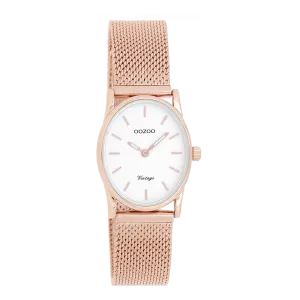 Rose gold coloured OOZOO watch with metal mesh bracelet - C10969