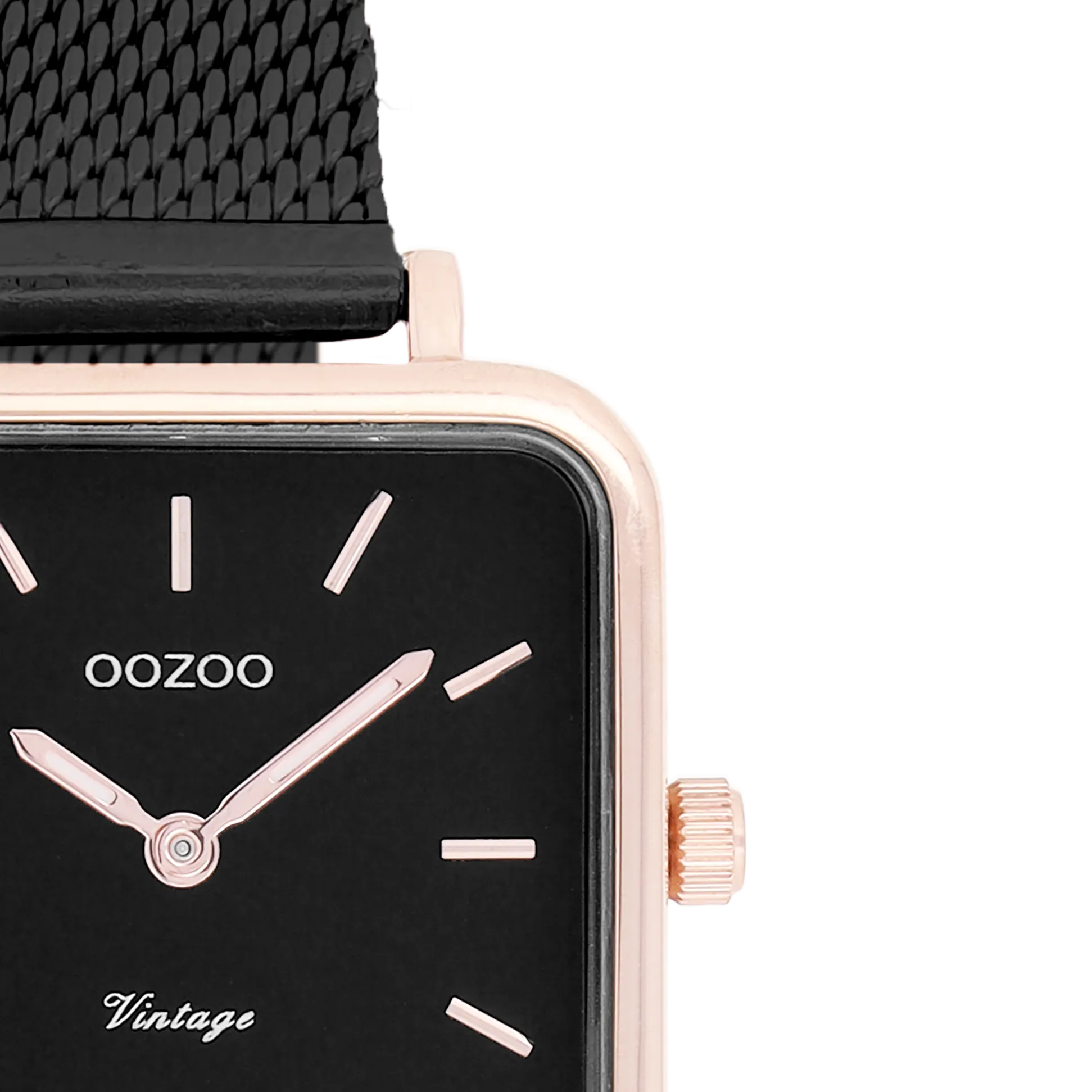 Rose gold coloured OOZOO watch with metal mesh bracelet - C20265