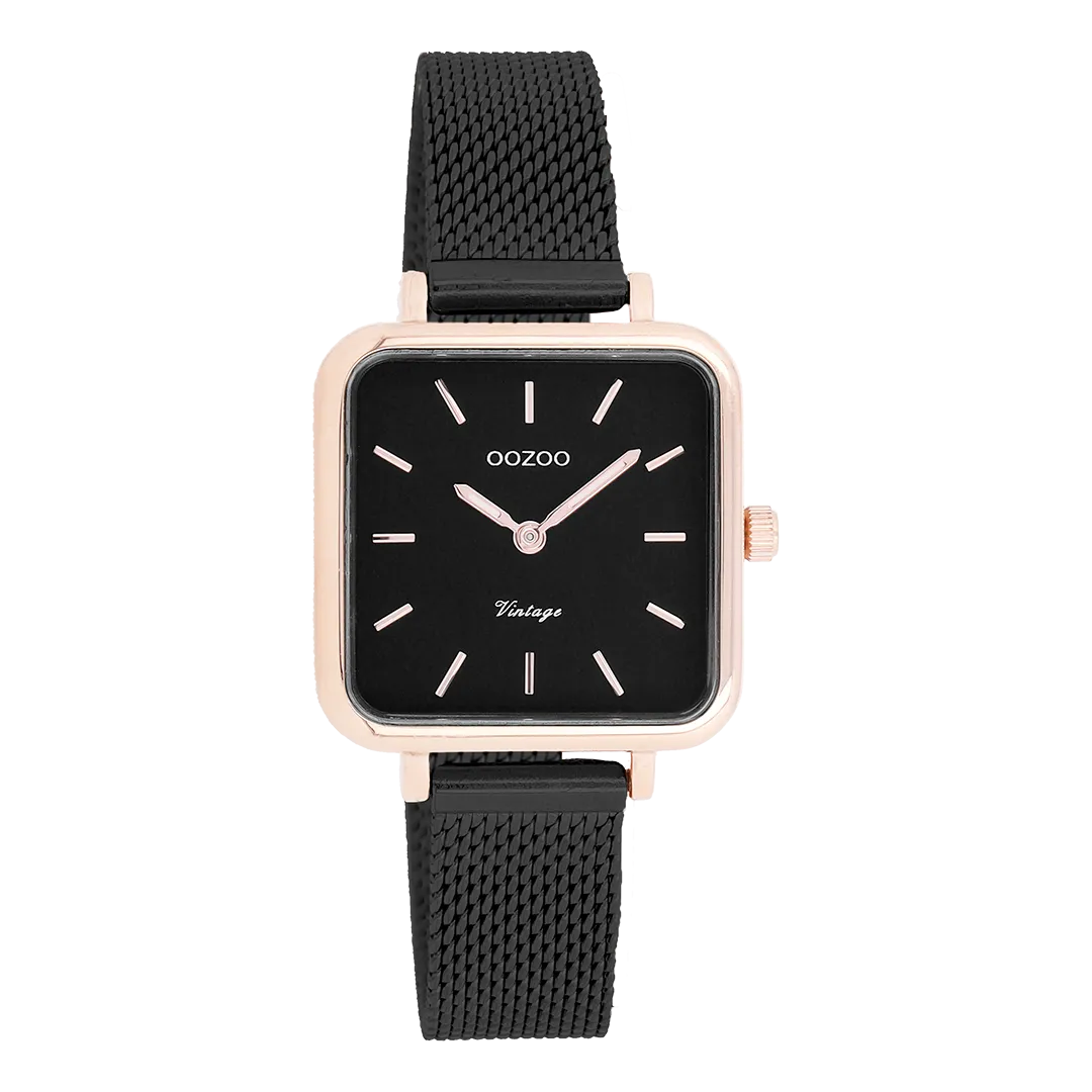 Rose gold coloured OOZOO watch with metal mesh bracelet - C20265