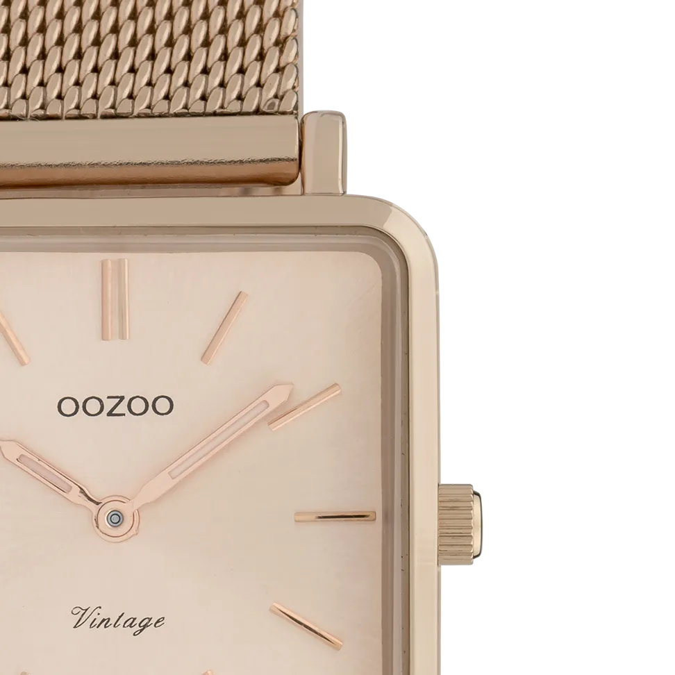Rose gold coloured OOZOO watch with metal mesh bracelet - C9847