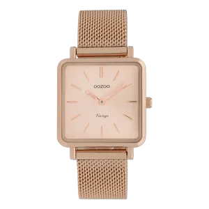 Rose gold coloured OOZOO watch with metal mesh bracelet - C9847