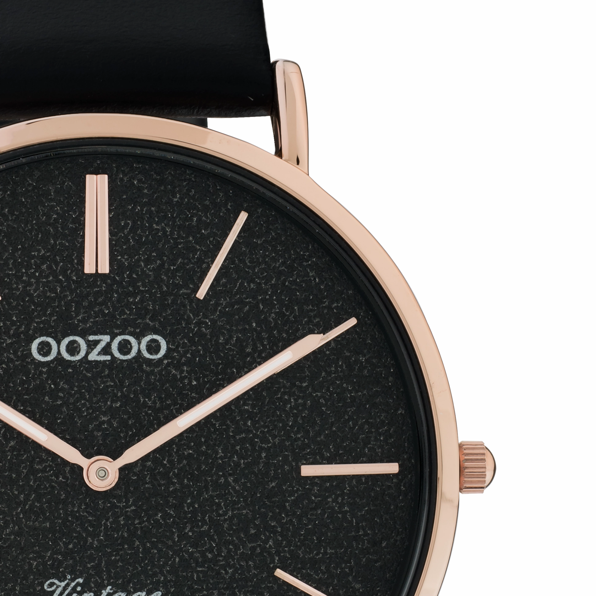 Rose gold coloured OOZOO watch with black leather strap - C20169