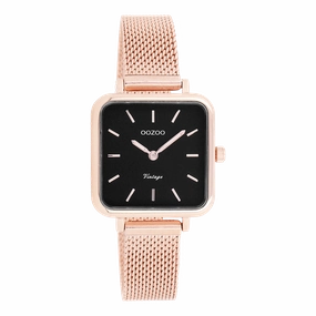 Rose gold coloured OOZOO watch with metal mesh bracelet - C10972