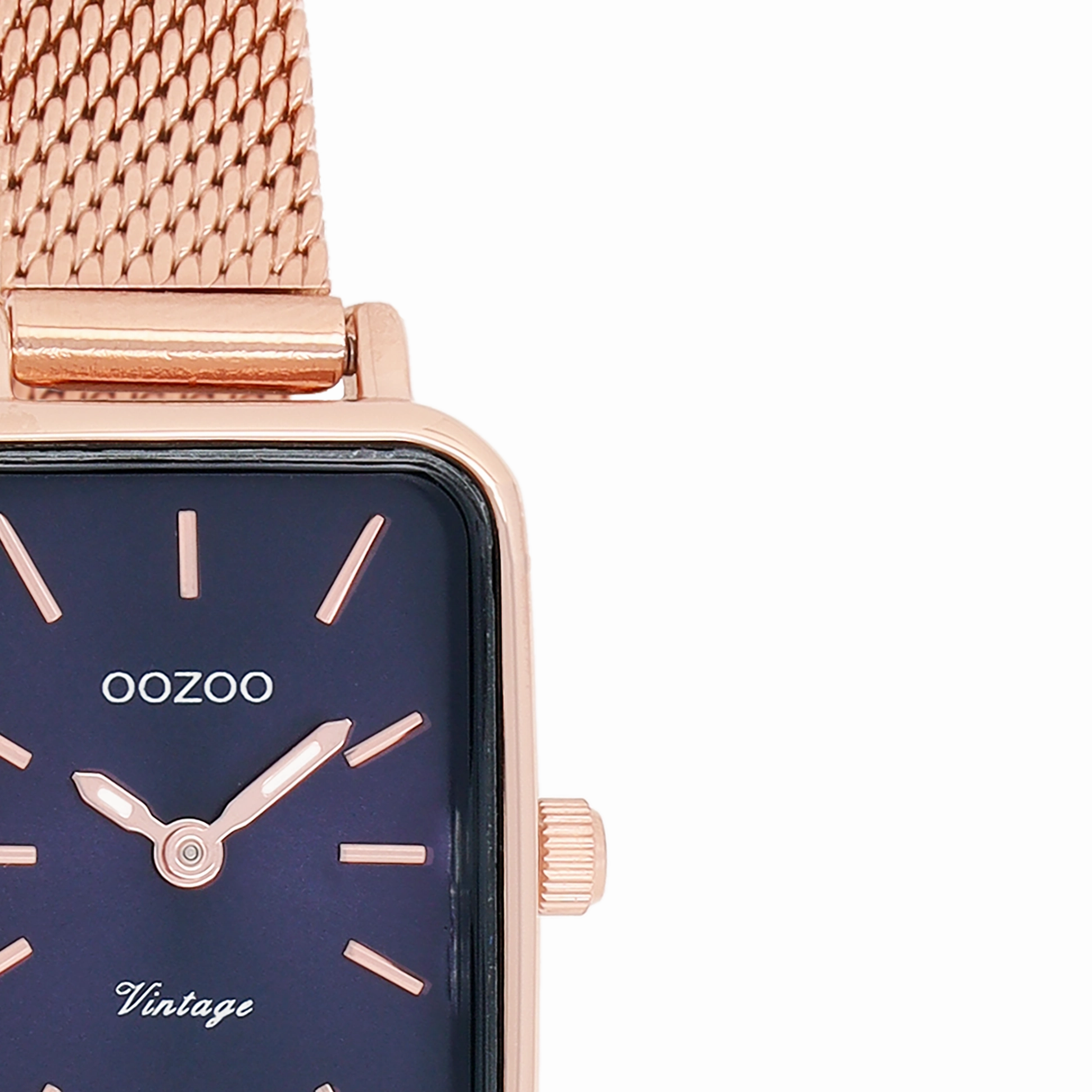 Rose gold coloured OOZOO watch with metal mesh bracelet - C10976