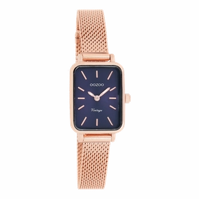 Rose gold coloured OOZOO watch with metal mesh bracelet - C10976