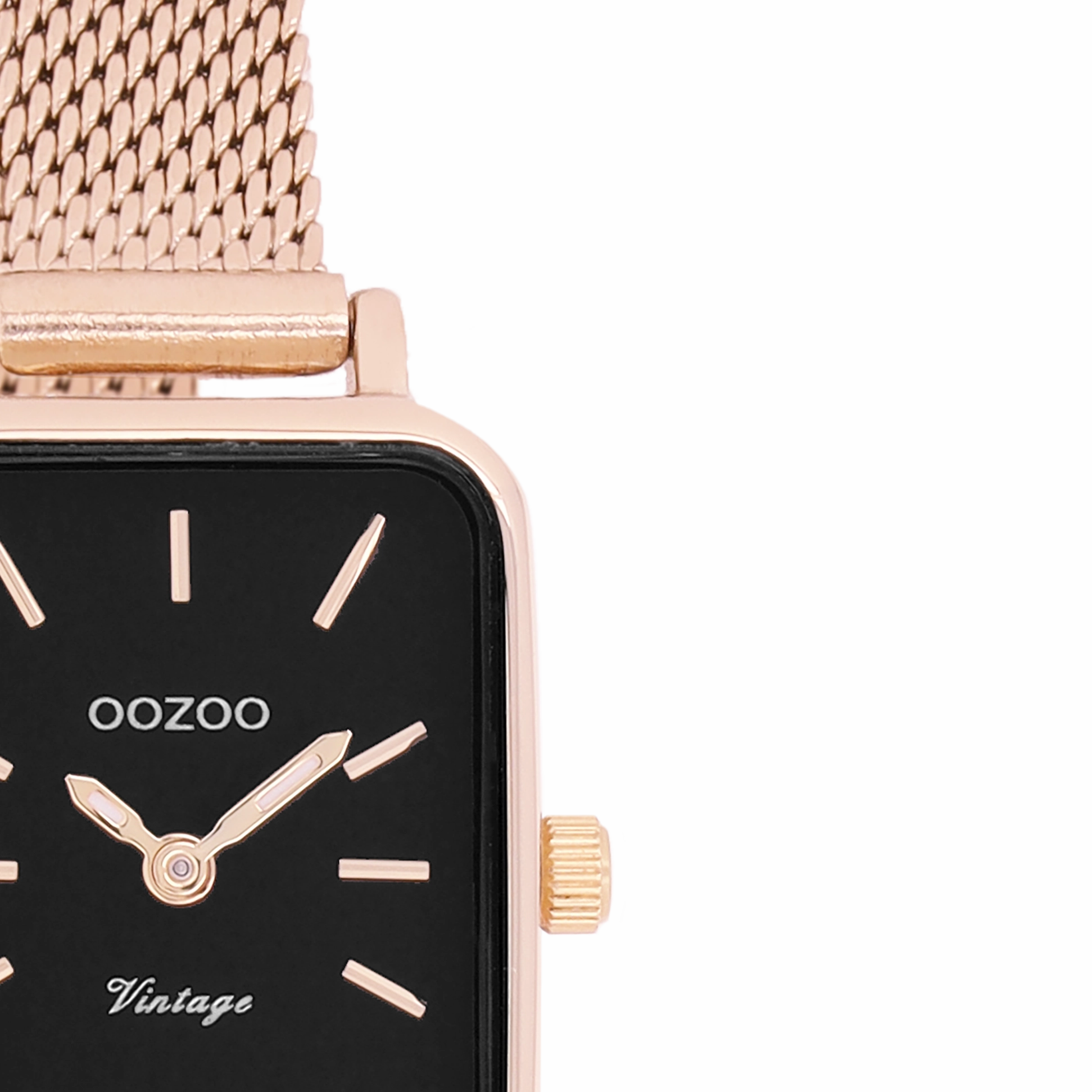 Rose gold coloured OOZOO watch with metal mesh bracelet - C20270