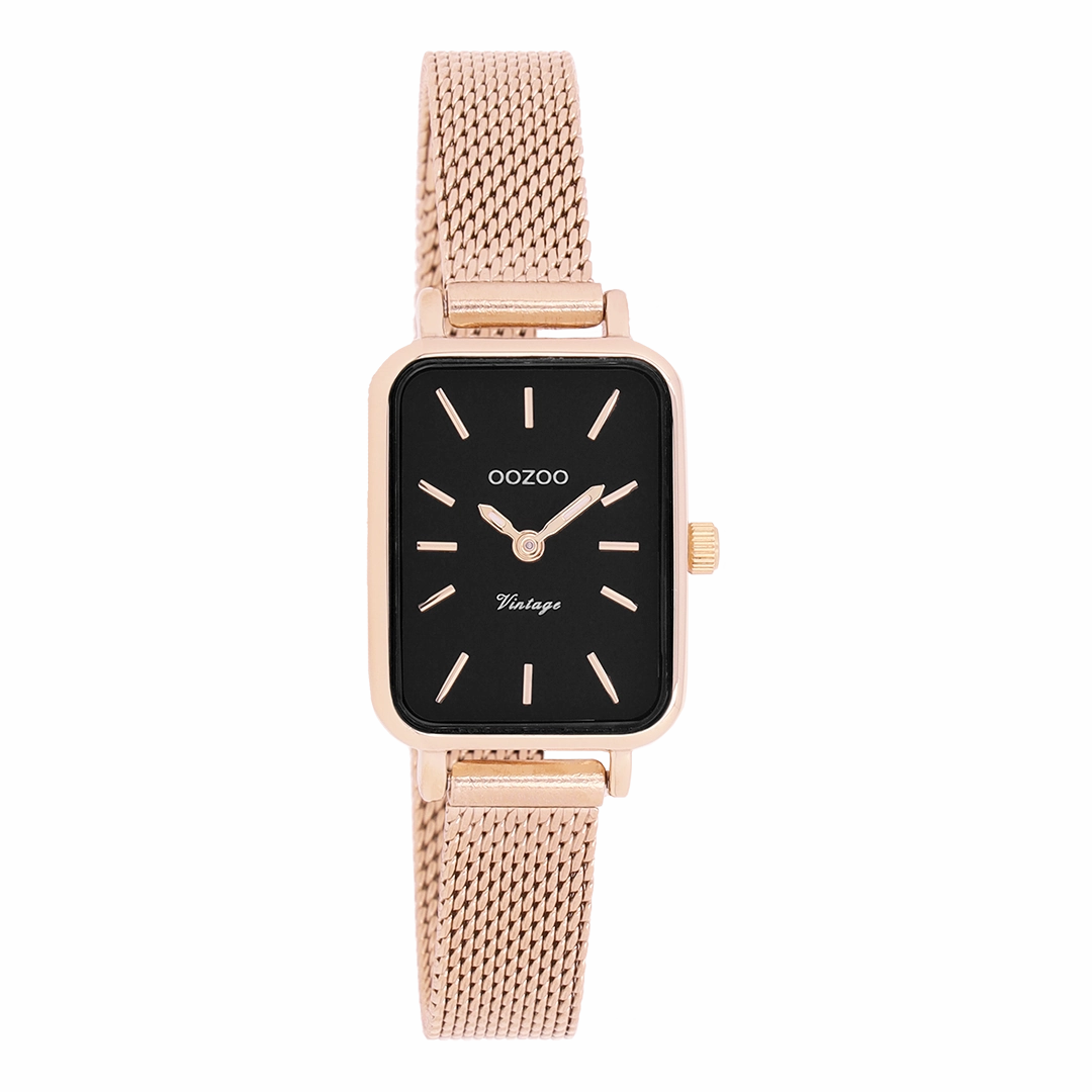 Rose gold coloured OOZOO watch with metal mesh bracelet - C20270