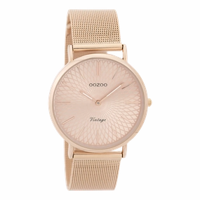 Rose gold coloured OOZOO watch with metal mesh bracelet - C9344