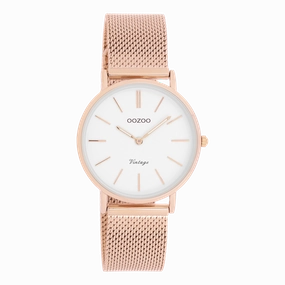 Rose gold coloured OOZOO watch with metal mesh bracelet - C9919