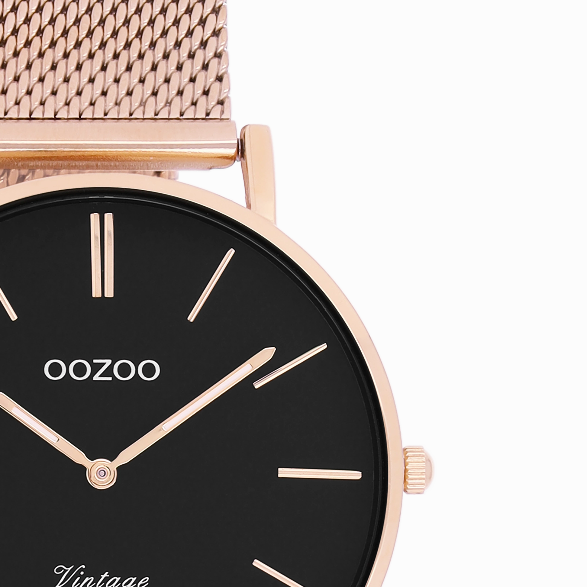 Rose gold coloured OOZOO watch with metal mesh bracelet - C9926