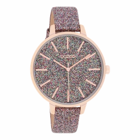Rose gold coloured OOZOO watch with multicolor leather strap - C11032