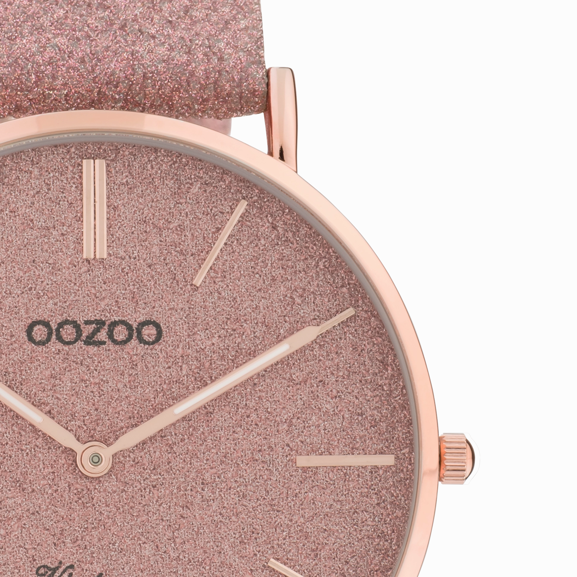Rose gold coloured OOZOO watch with old pink leather strap - C20161