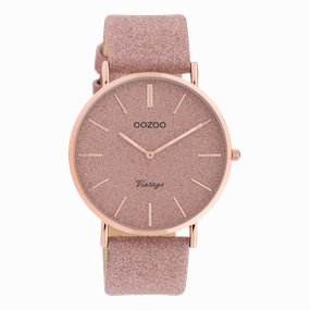 Rose gold coloured OOZOO watch with old pink leather strap - C20161
