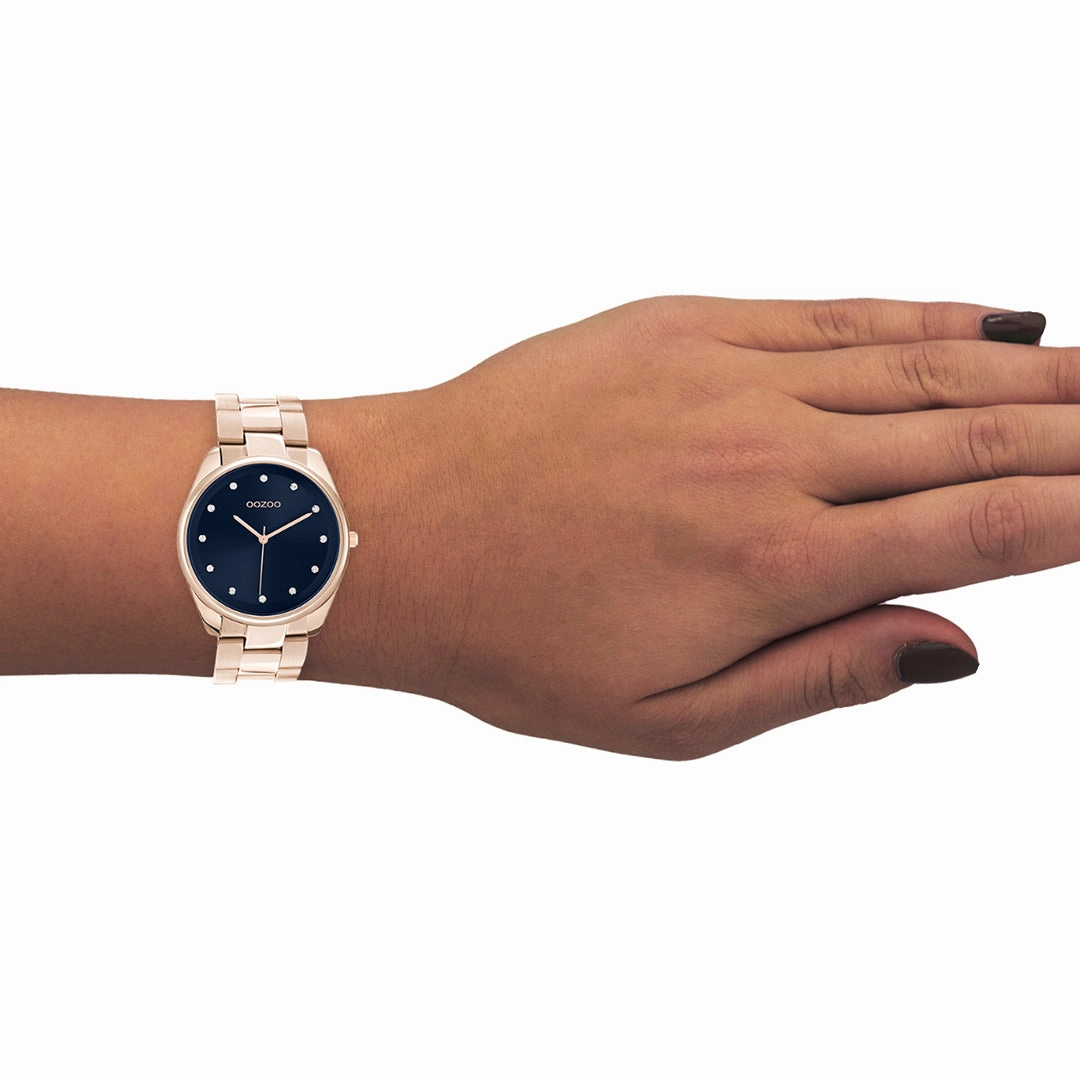 Rose gold coloured OOZOO watch with stainless steel bracelet - C10967