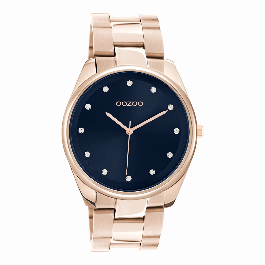 Rose gold coloured OOZOO watch with stainless steel bracelet - C10967