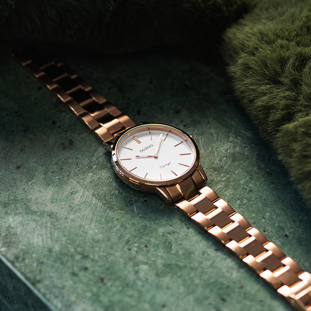 Rose gold coloured OOZOO watch with stainless steel bracelet - C20036