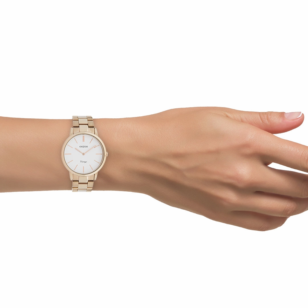 Rose gold coloured OOZOO watch with stainless steel bracelet - C20036