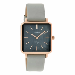 Rose gold coloured OOZOO watch with stone grey leather strap - C9947