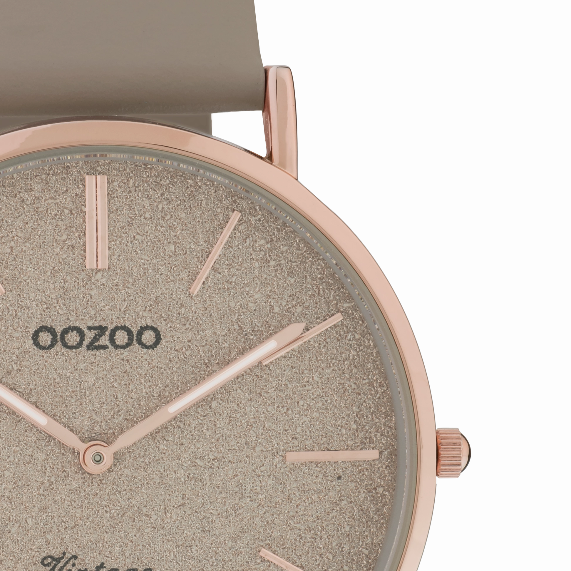Rose gold coloured OOZOO watch with taupe leather strap - C20167