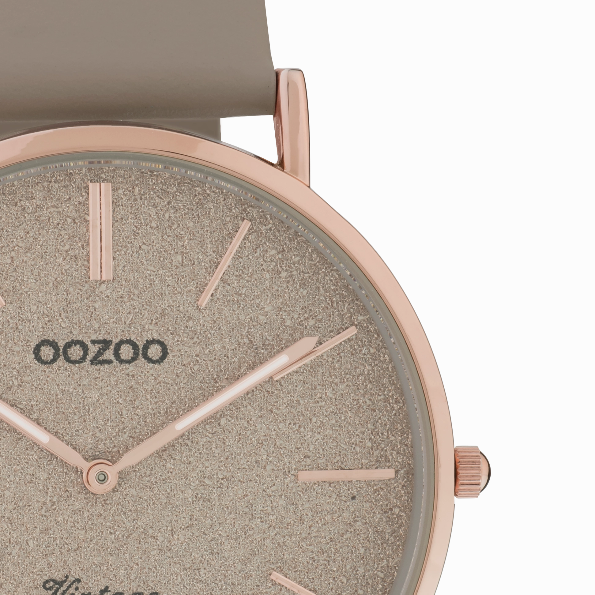 Rose gold coloured OOZOO watch with taupe leather strap - C20167
