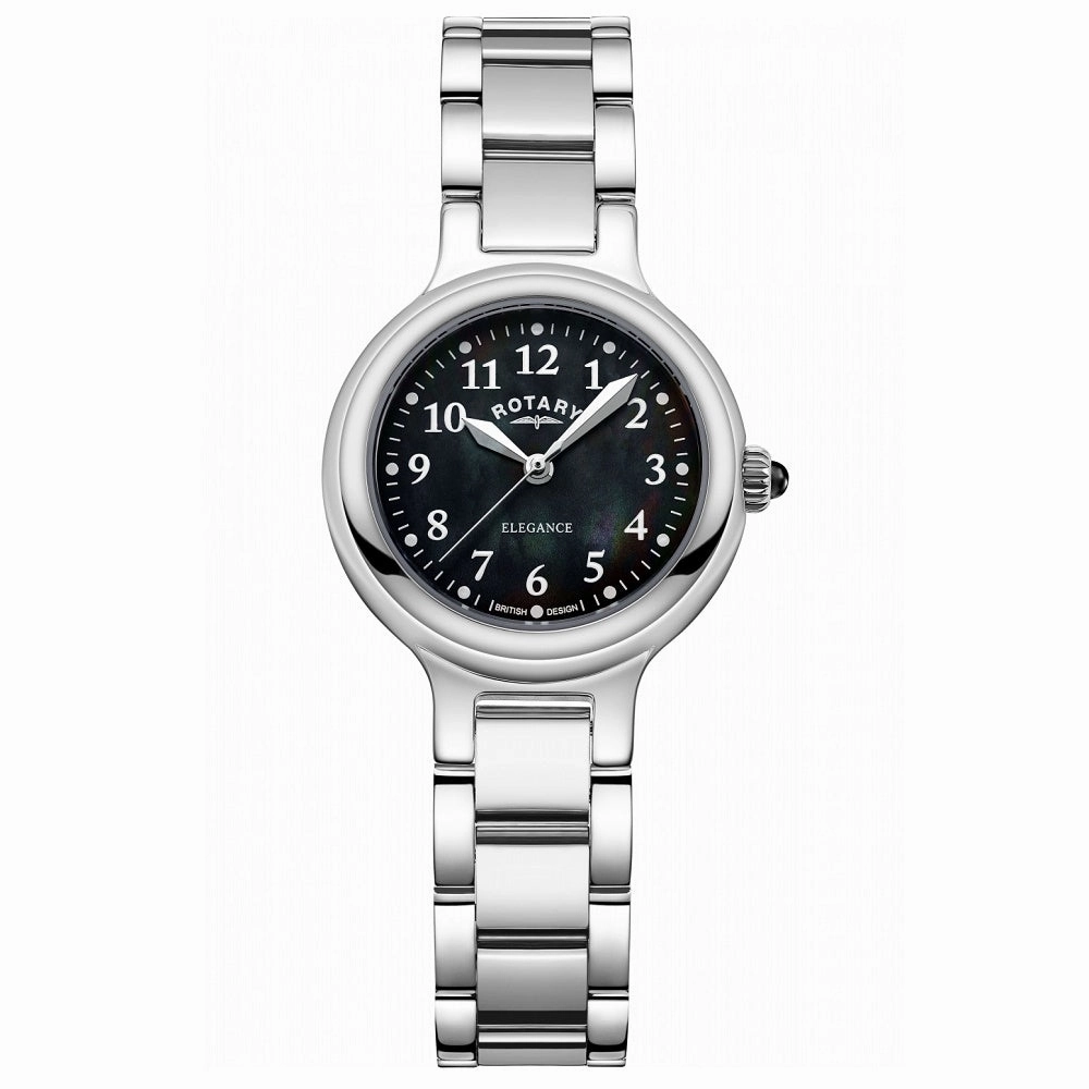 Rotary Elegance Black Mother of Pearl Dial Ladies Watch LB05135/38