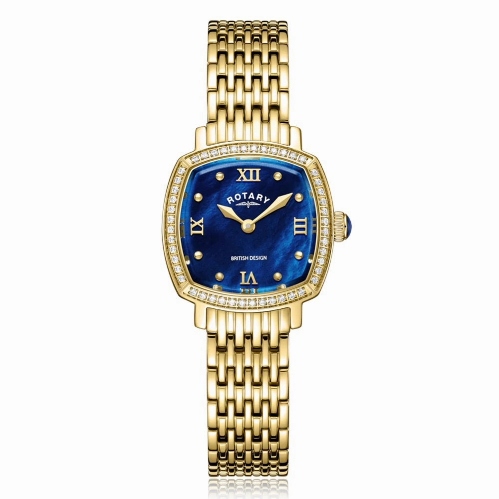 Rotary Traditional Crystal Set Gold Tone Ladies Watch LB05813/92