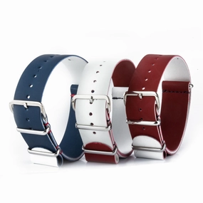 Rpublique Pack - 3X Rubber calf NATO strap - Blue, White & Red