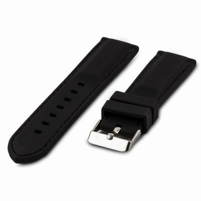 Rubber watch band - Black with stitching