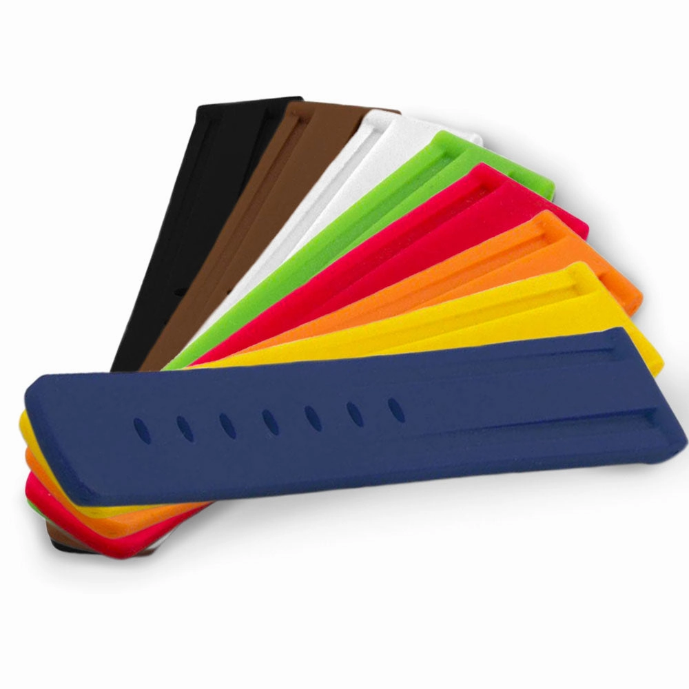 Rubber watch band (black, brown, white, green, red, orange, yellow, blue)