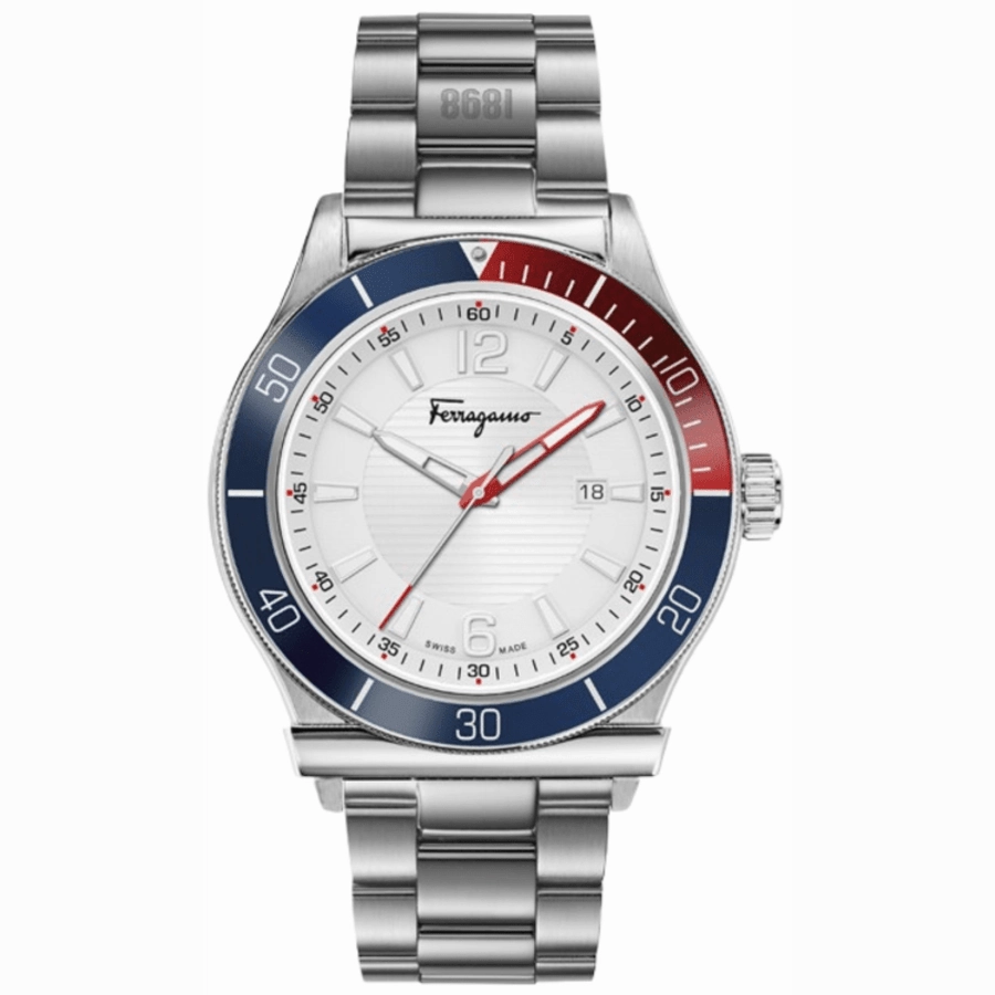 Salvatore Ferragamo 1898 Sport White Dial Steel Men's Watch SFYK00520