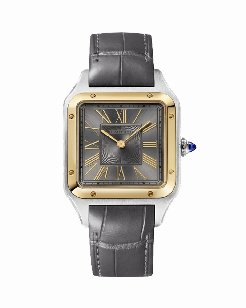 SANTOS-DUMONT WATCH,LARGE,STEEL YELLOW GOLD