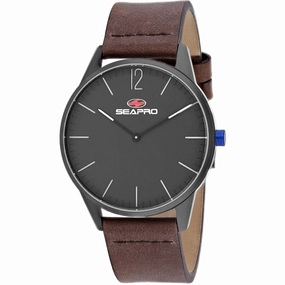 Seapro Men's Watch - Black Hole Gunmetal Case Black Dial Leather Strap | SP0104