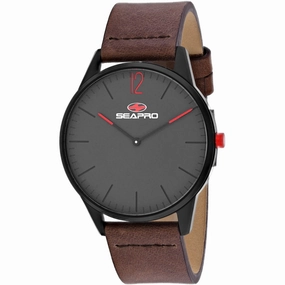 Seapro Men's Watch - Black hole Quartz Black Dial Brown Leather Strap | SP0101